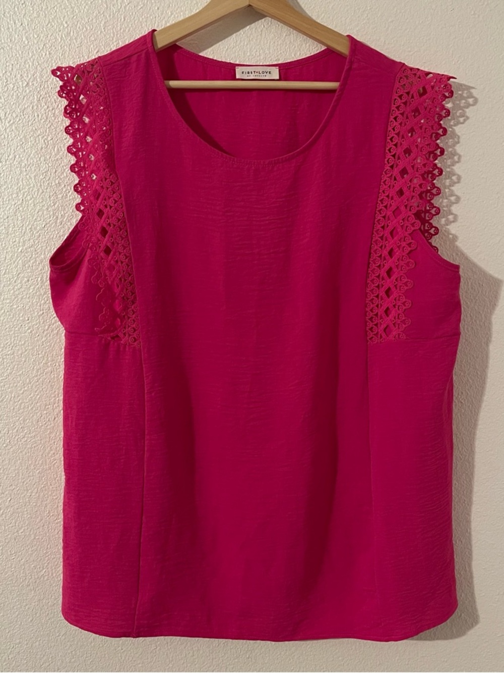 First Love Bright Fuchsia Crochet-Trim Sleeveless Tank Size 3X
